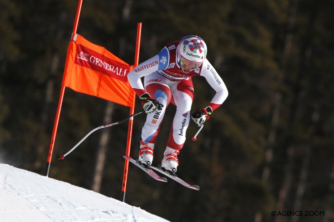 Michelle Gisin en bronze derrière Schmidhofer et Huetter